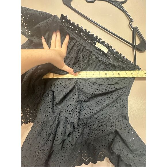 NWOT ULLA JOHNSON Julianna Asymmetric Lace Floral Eyelet Blouse Women's 2US - Picture 7 of 11